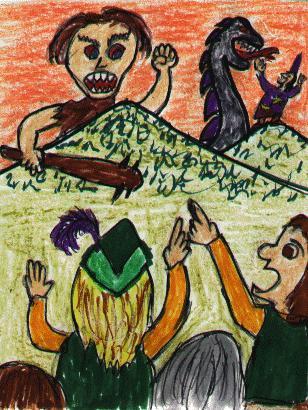 Clerrip's Band ascends the giant's mountain