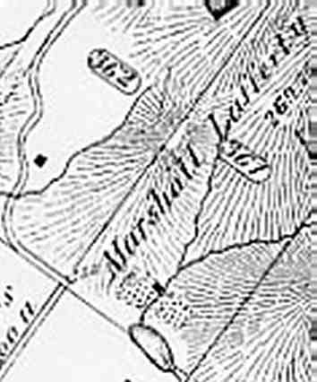 Closeup of 1877 map of Lafferty Ranch