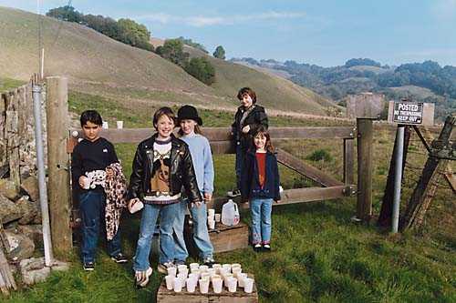 Kids with juice at Lafferty gate.